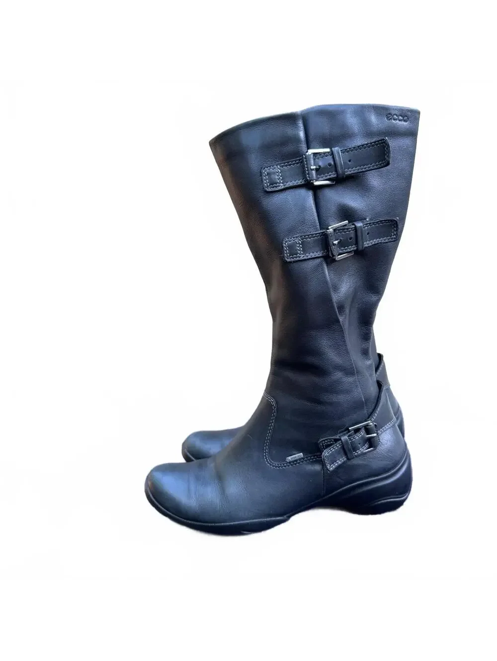 ECCO Nubuck Leather Boots Goretex Side Zip Buckle Details Sz 37 US 6.5 - 7